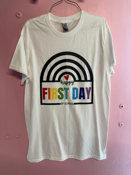 Adult small first day of school tshirt