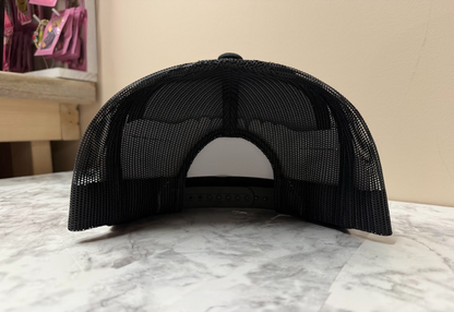 Yupoong Black 5-panel trucker hats - blank