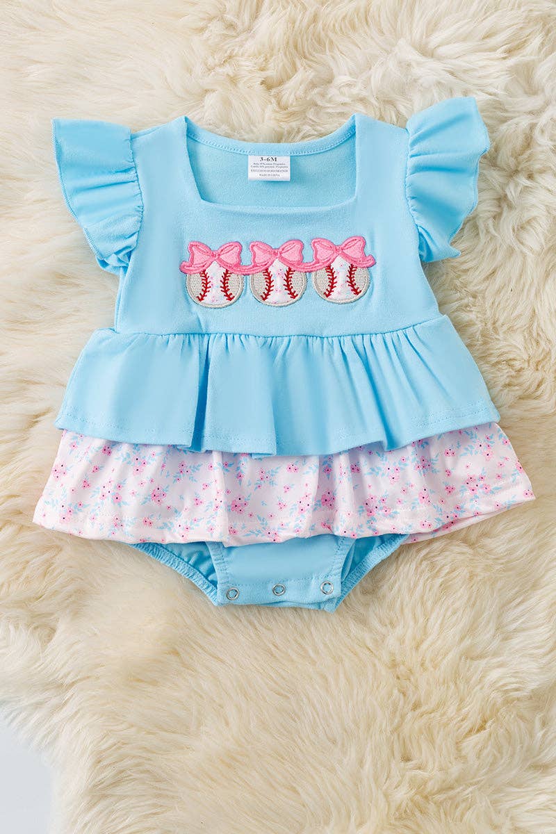 Baseball applique on lt. blue baby bodysuit. RPG60324 JEAN