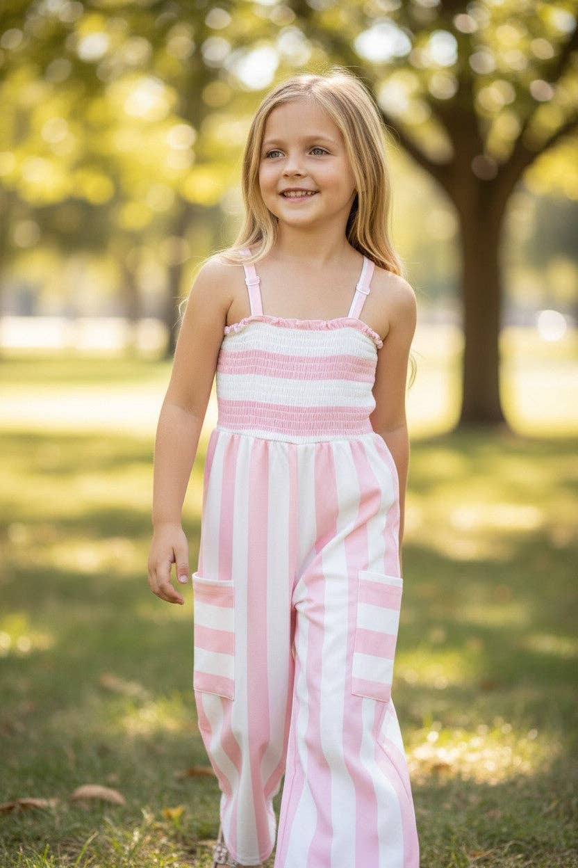 Pink & white stripe wide leg jumpsuit. PNG60070 JEAN