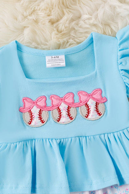Baseball applique on lt. blue baby bodysuit. RPG60324 JEAN