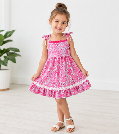 Pink Starfish Tie-Strap Dress