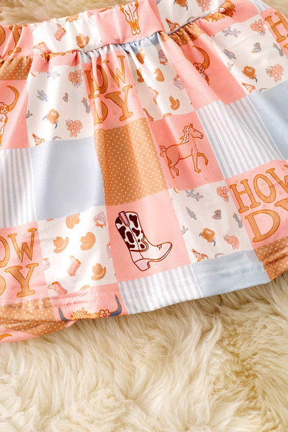 "Howdy" Western printed girls skort set. OFG50889 Jean