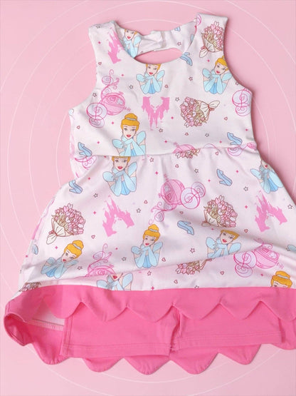 Princ*ess Cartoon character Hi-Performance dress with attached shorts.GSD120304-AMY