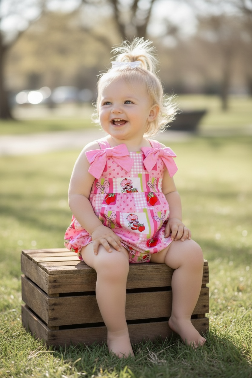 Sweet strawberry printed baby romper. SR112712-JEAN