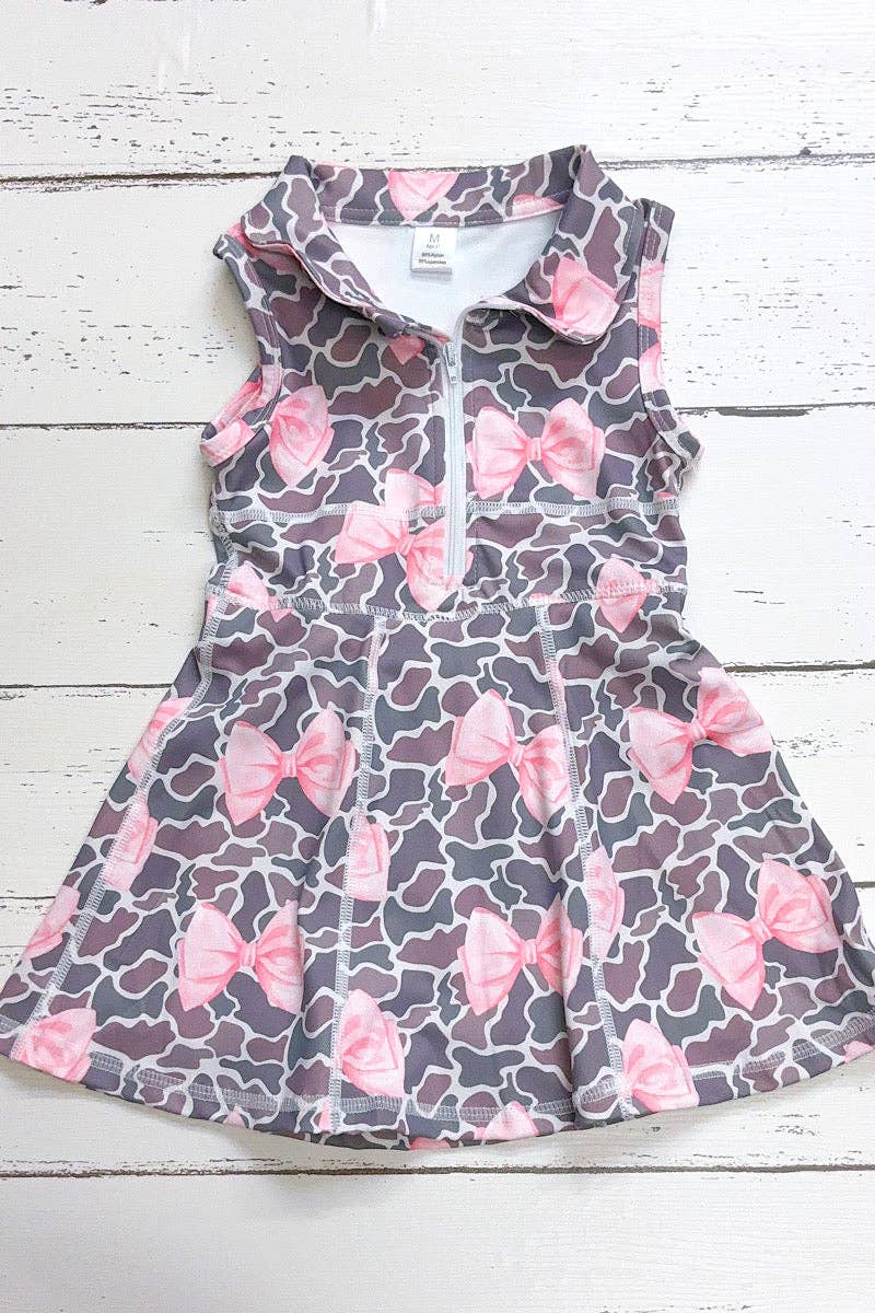 Coquette camouflage printed HI-Performance activewear dress w/under shorts attached. GSD013013-SOL