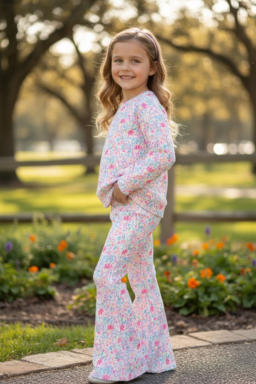 Floral  printed girls 2 piece set. OFG61039 AMY