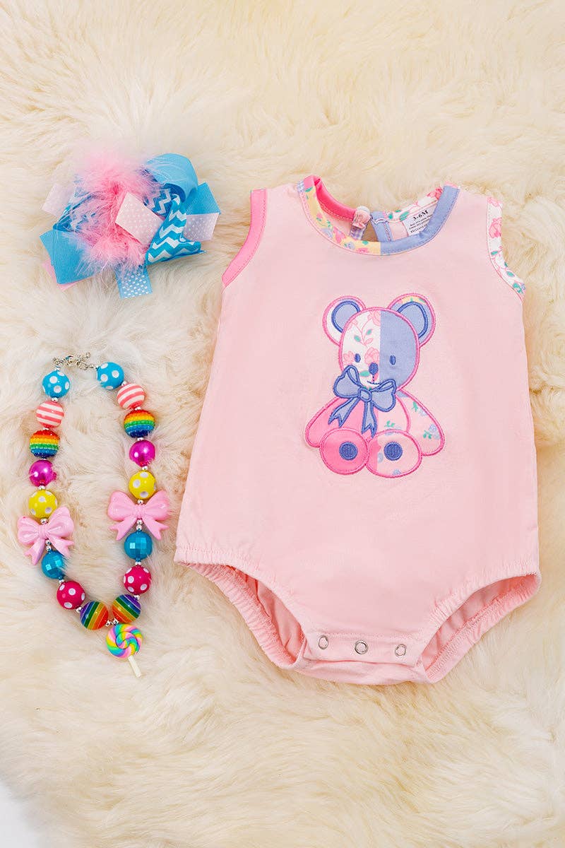 Teddy bear applique baby bodysuit. RPG25154001 AMY