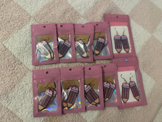 Glitter pencil earrings