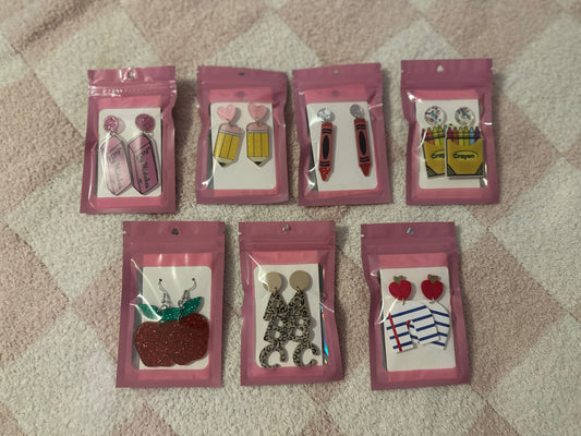 School supplies earrings